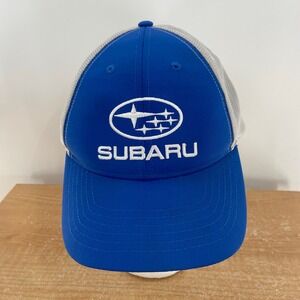 Subaru Blue Gray Mesh Back Trucker Hat Adjustable Hook Loop Baseball Cap Mens